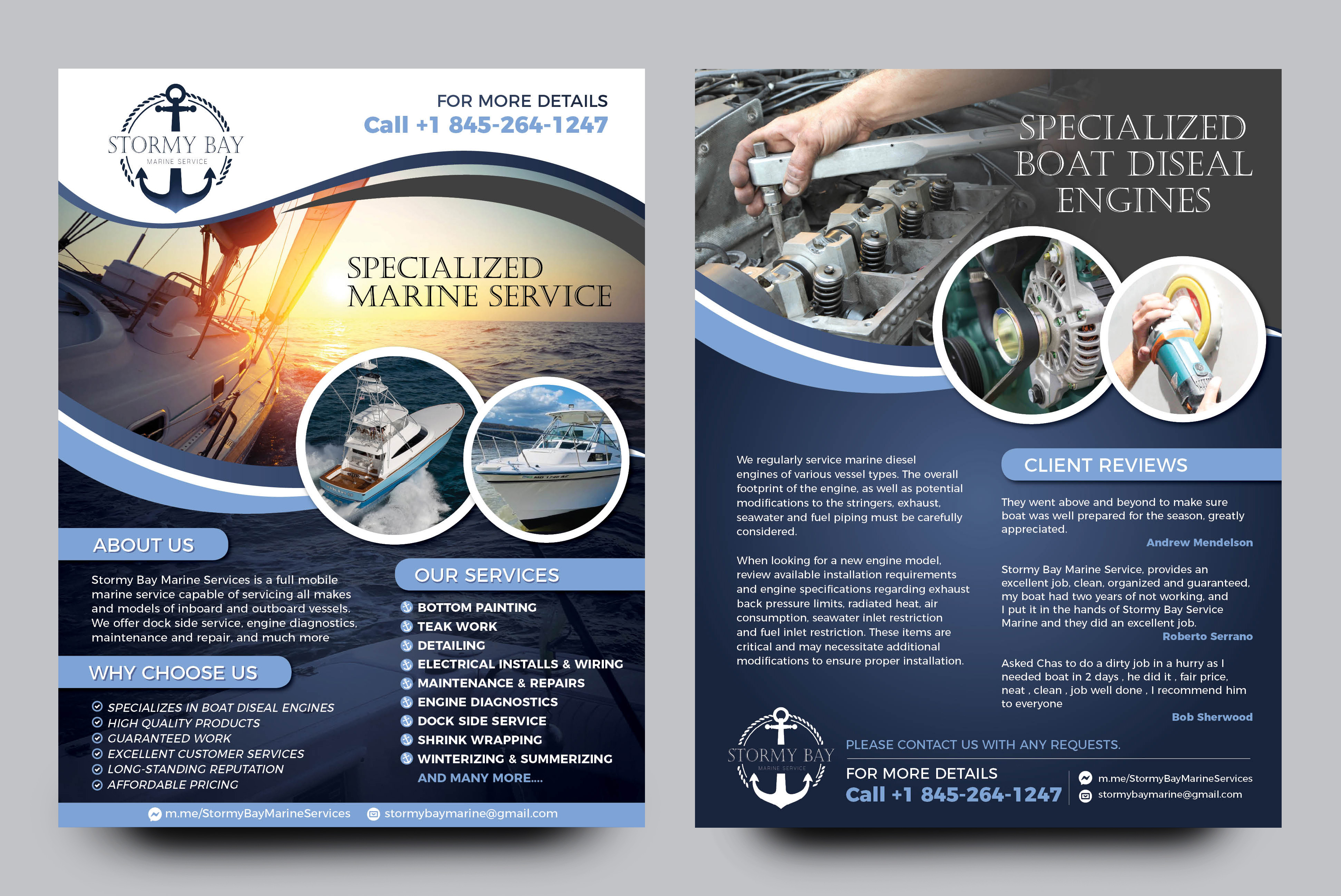 Flyer Design by rkailas for Stormy Bay Marine Service  | Design #26273771