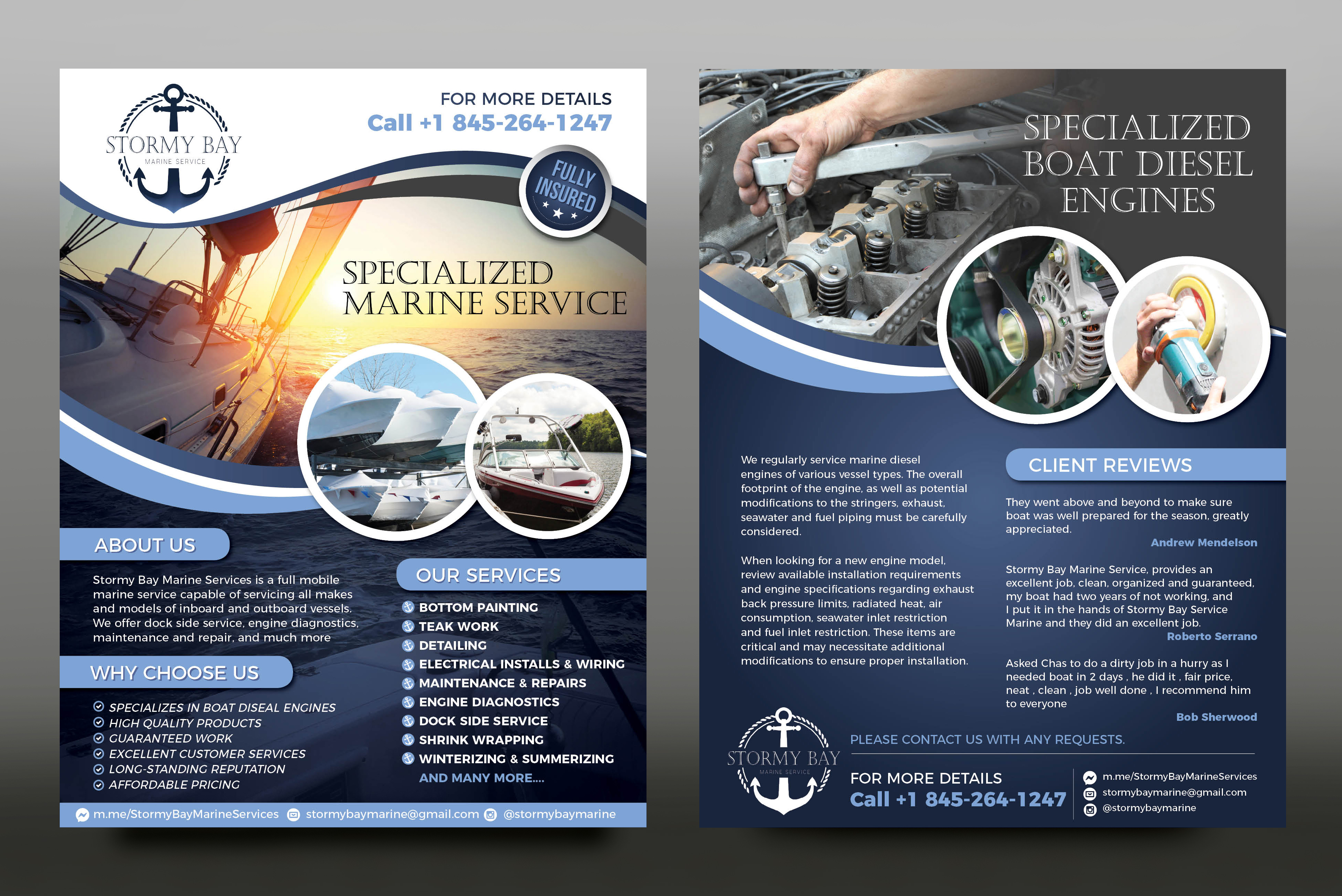 Flyer Design by rkailas for Stormy Bay Marine Service  | Design #26287737