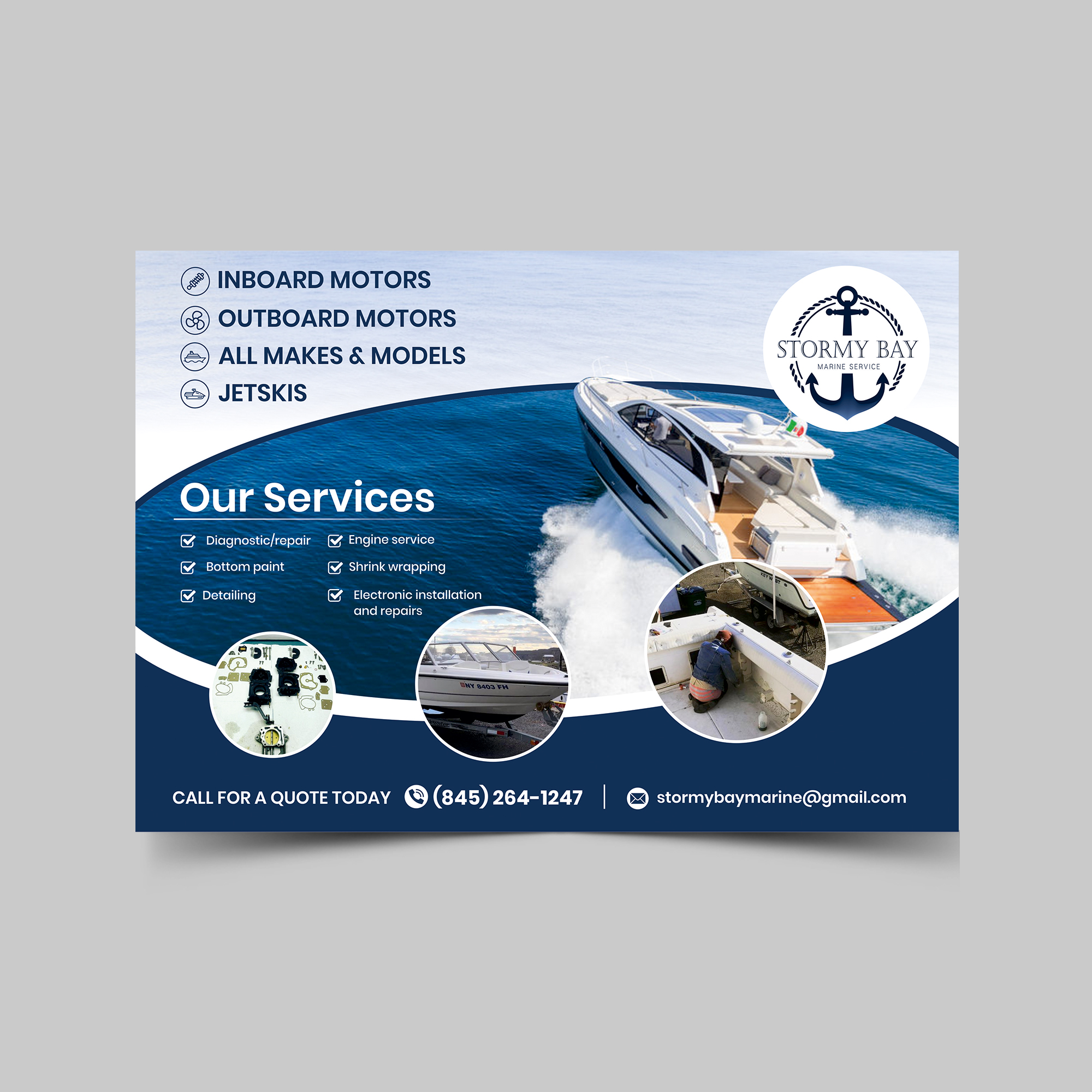 Design de Flyer par ecorokerz pour Stormy Bay Marine Service  | Design #26275863
