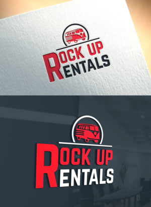 The name of the business - Rock up Rentals with some images / graphics of camper vans / adventure / outdoors/ | Logo Design by Art Lancer