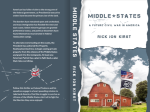 Title: MIDDLE STATES A future civil war in America. Rural communities fight a tyrannical government. | Book Cover Design by nicholash