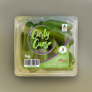 Curly Cue 1kg stick on label for punnet of cucumbers | Label Design by vpt_creations