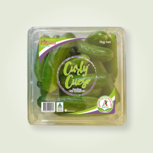 Curly Cue 1kg stick on label for punnet of cucumbers | Label Design by Maestroto