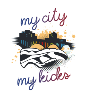Rockford Il skyline over sneakers | Diseño de Camiseta por StudioD™