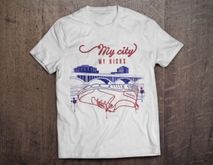 Rockford Il skyline over sneakers | Diseño de Camiseta por FigliaPerduta