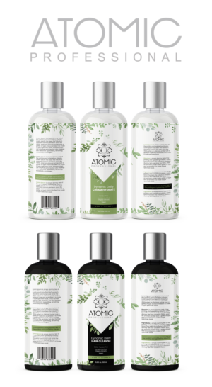 Atomic professional haircare products | Diseño de Etiqueta por SAI DESIGNS