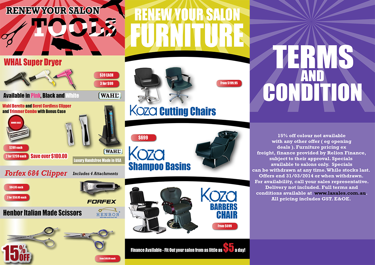 Flyer Design by Professor P for Laxales Hair and Beauty Supplies | Design #3050048