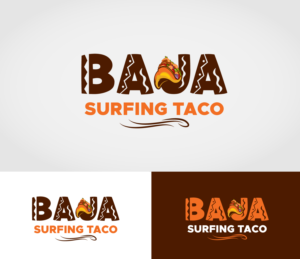 Name of the Food truck is "BAJA SURFING TACO" | Logo Design by ZeneFashions