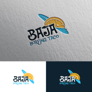 Name of the Food truck is "BAJA SURFING TACO" | Logo Design by Rii