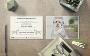 Dog themed post card for homeowners that may be willing to sell their house. | Postkarten-Design von Dheva