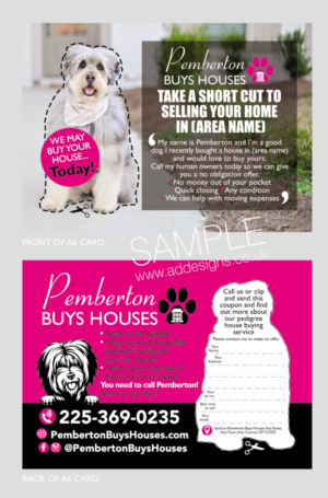 Dog themed post card for homeowners that may be willing to sell their house. | Postkarten-Design von the artworks