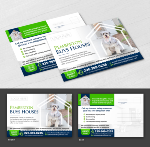 Dog themed post card for homeowners that may be willing to sell their house. | Postkarten-Design von SAI DESIGNS