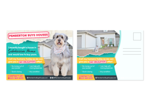 Dog themed post card for homeowners that may be willing to sell their house. | Postkarten-Design von Luniere Designs