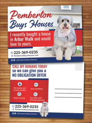 Dog themed post card for homeowners that may be willing to sell their house. | Postkarten-Design von Schöpfer