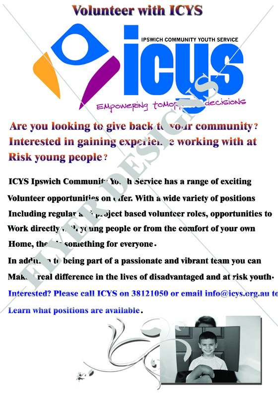 Design de Flyer par mojdeh pour ICYS Ipswich Community Youth Service Inc. | Design #3058840