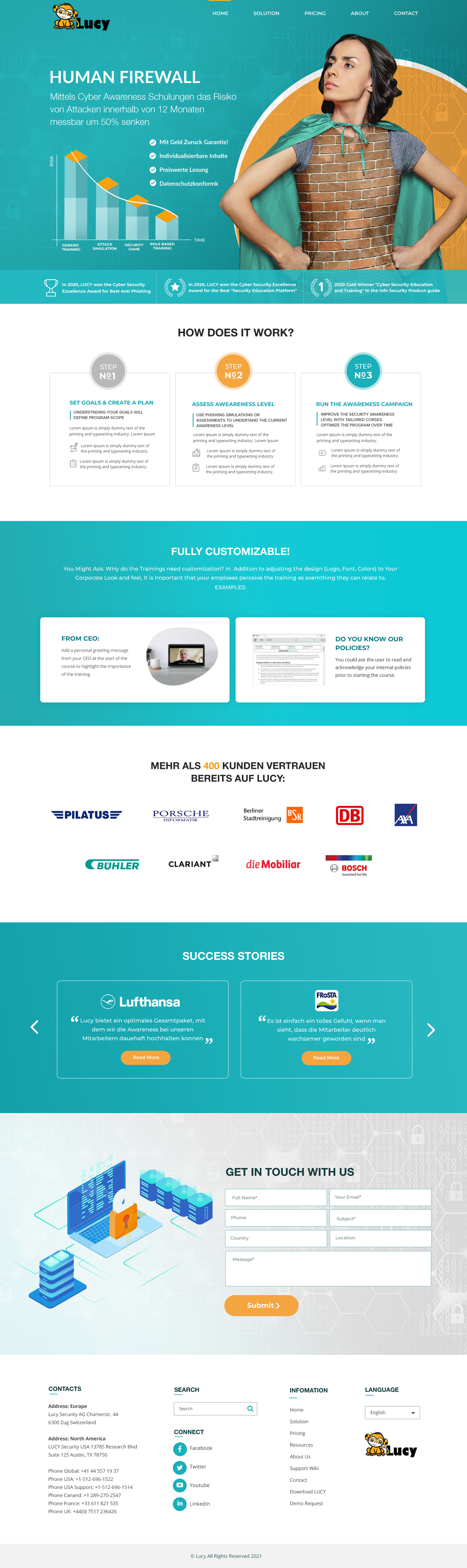 Web Design by Blue Sparrow for LUCY Security AG | Design #26341252
