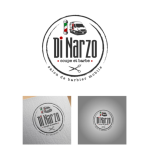 Di Narzo, coupe et barbe (name) -Salon de barbier mobile (more like a specification sentence to help understand it's mobile. | Diseño de Logo por michellefrances