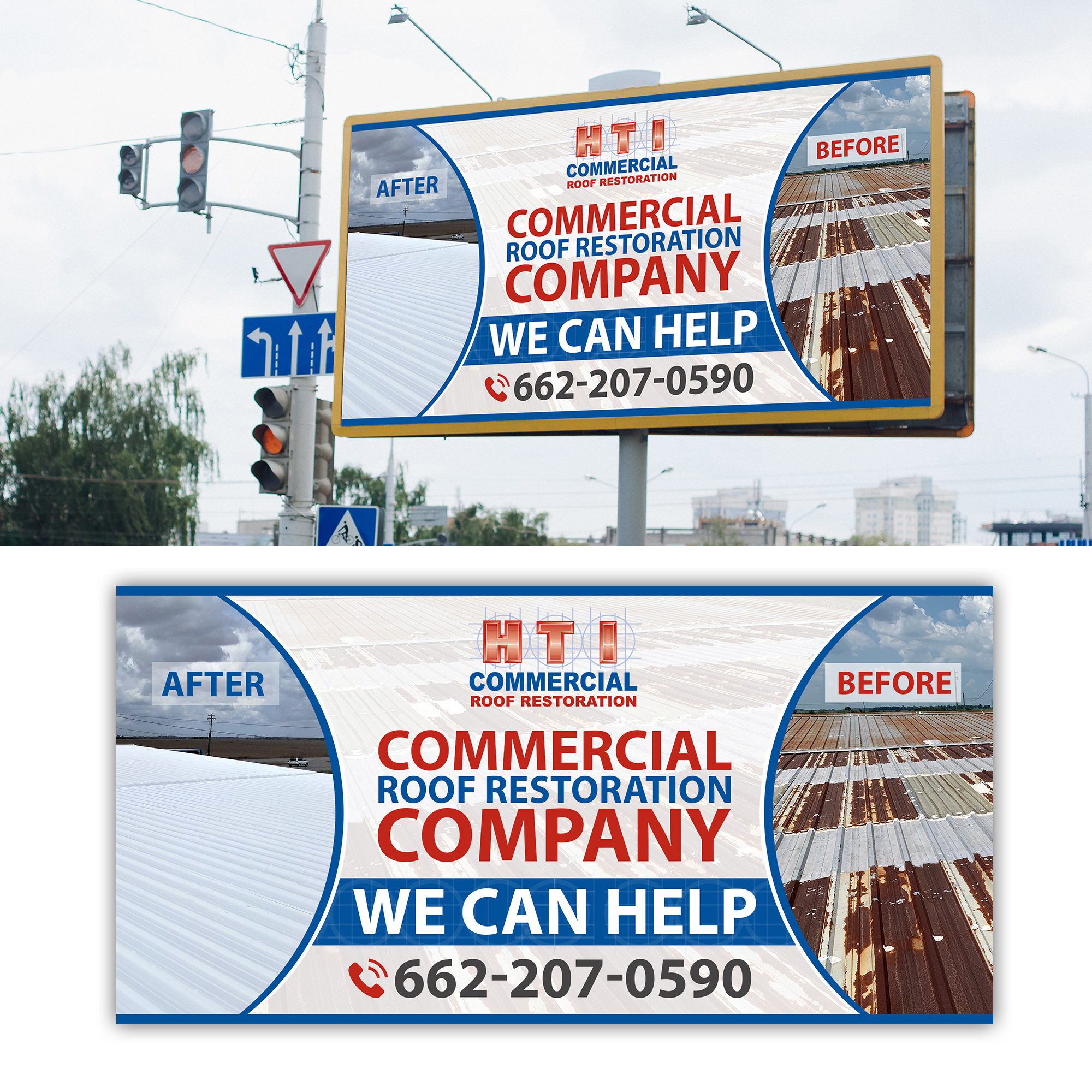 Diseño de Cartelera por debdesign para HTI Commercial Roof Restoration.com | Diseño #26359667