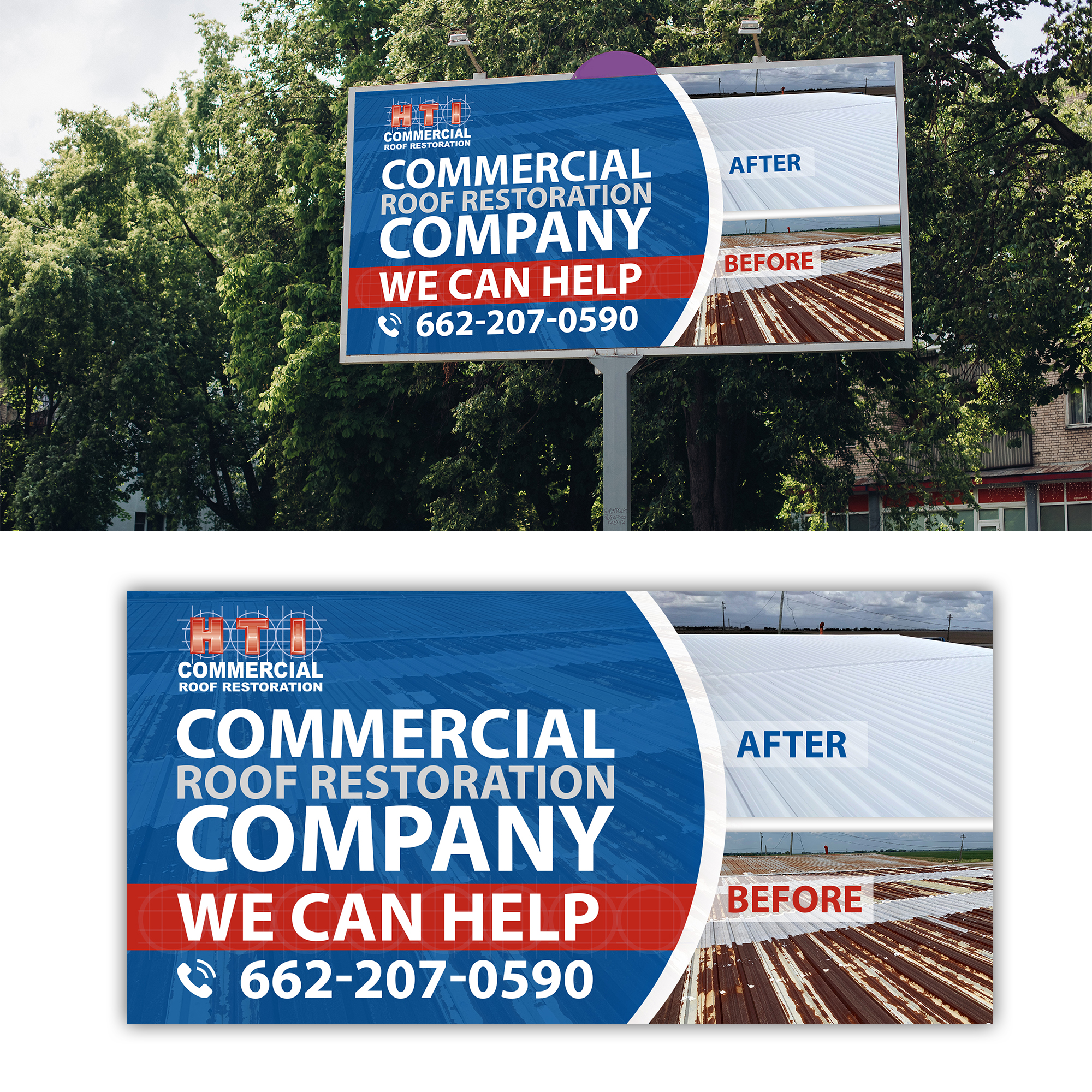 Diseño de Cartelera por debdesign para HTI Commercial Roof Restoration.com | Diseño #26359668