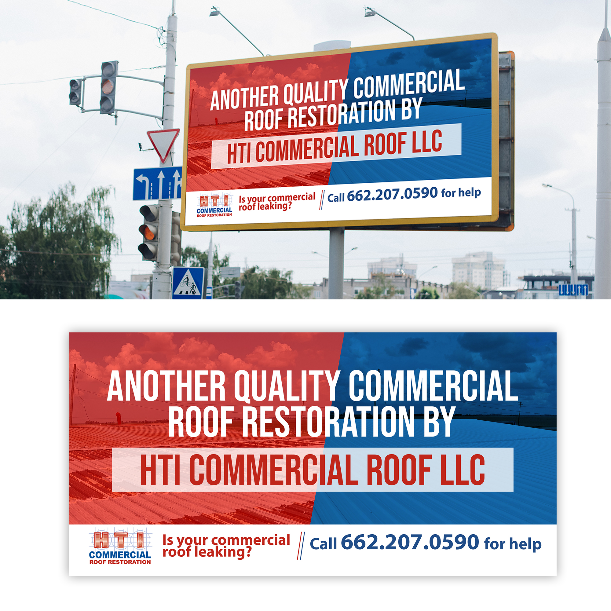 Billboard Design by debdesign for HTI Commercial Roof Restoration.com | Design #26363490