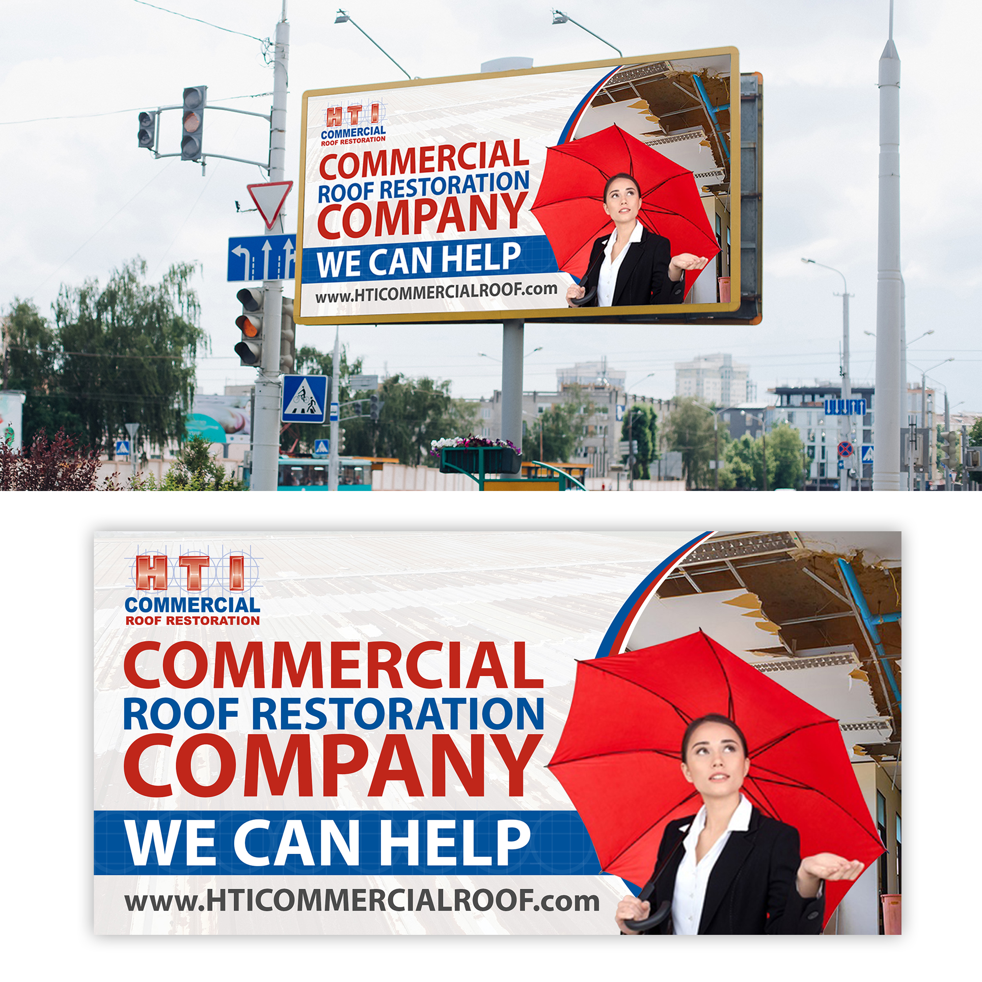 Billboard Design by debdesign for HTI Commercial Roof Restoration.com | Design #26363491