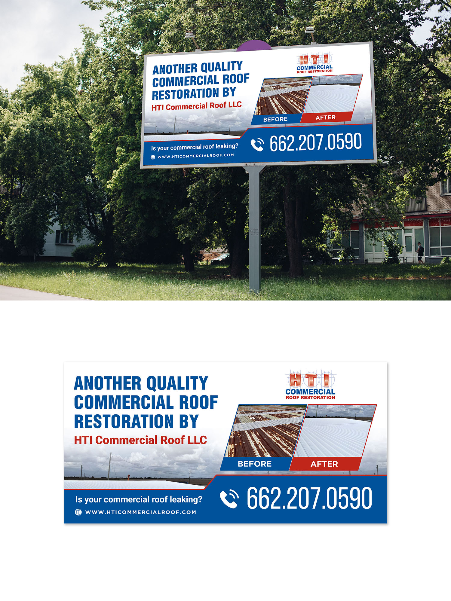 Billboard Design by debdesign for HTI Commercial Roof Restoration.com | Design #26363941