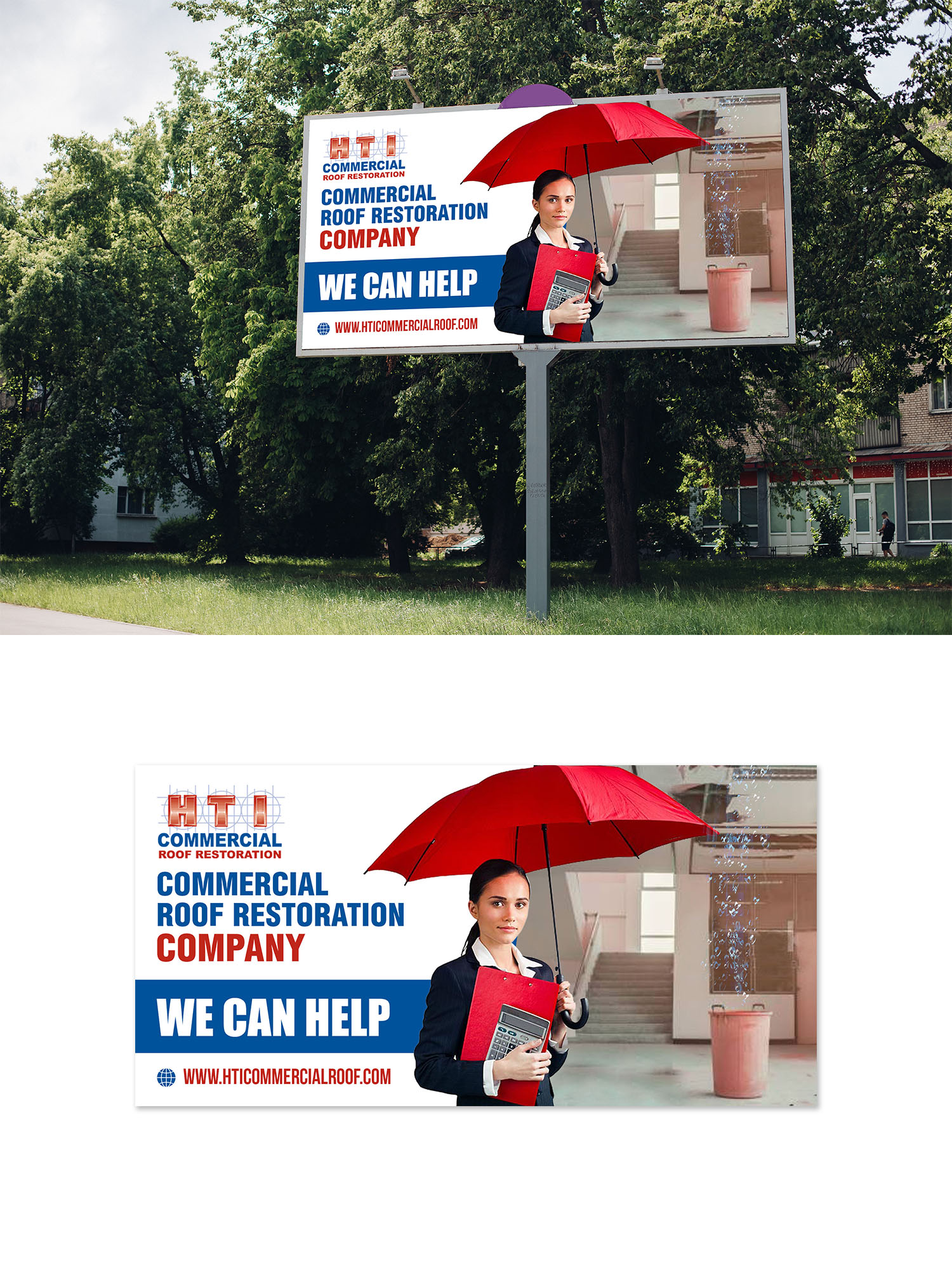 Billboard Design by debdesign for HTI Commercial Roof Restoration.com | Design #26364992