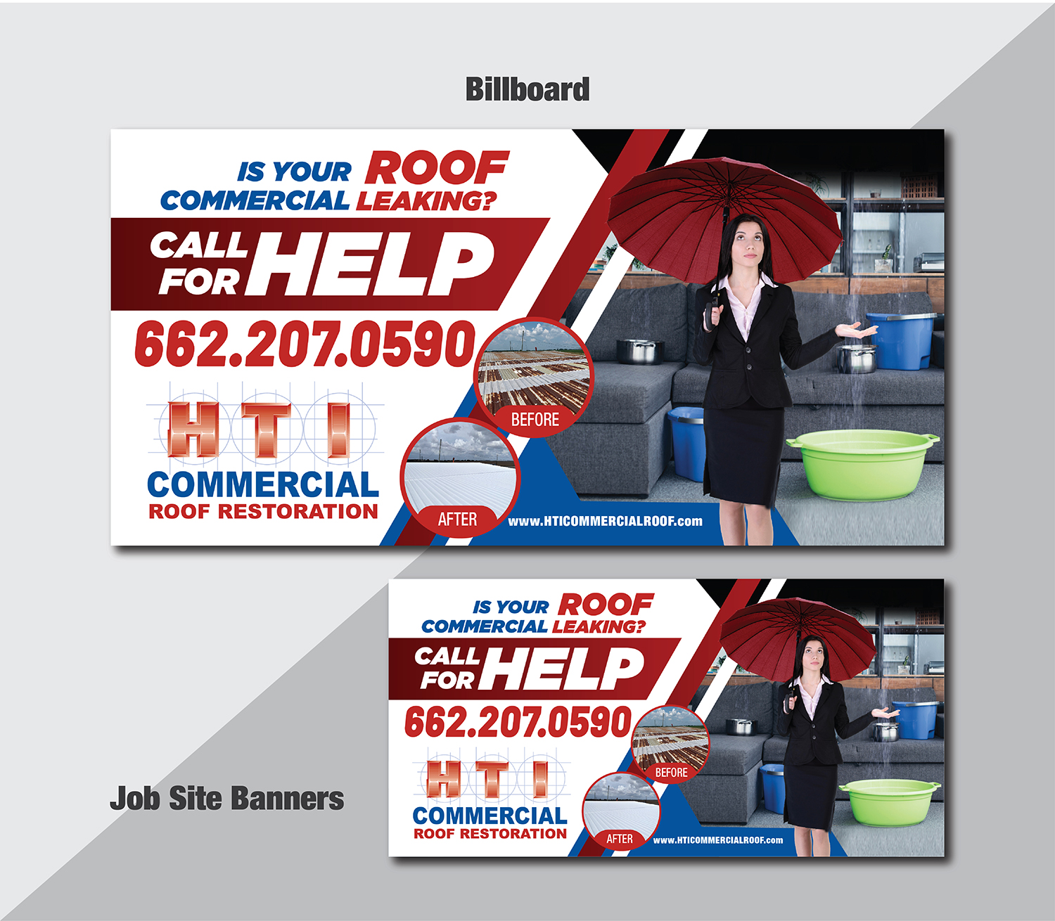 Billboard Design by Deziners Zone for HTI Commercial Roof Restoration.com | Design #26363989