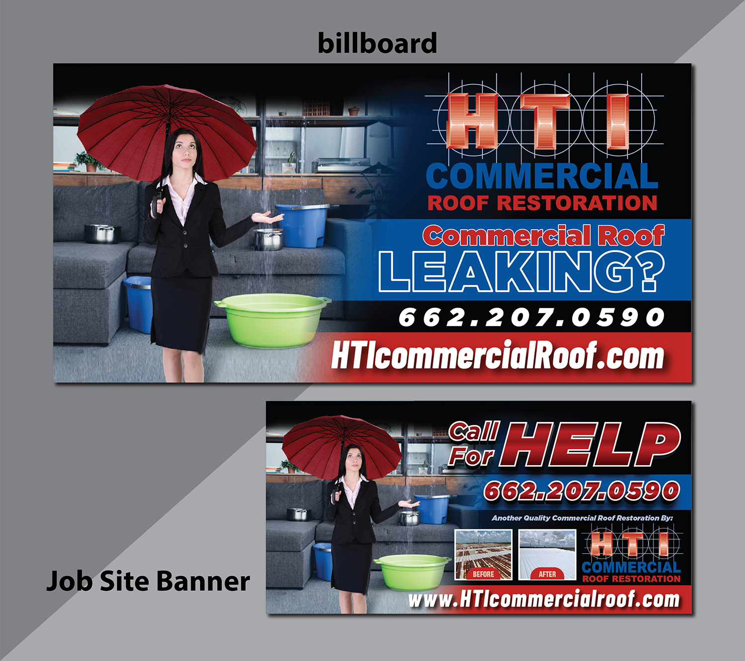 Diseño de Cartelera por Deziners Zone para HTI Commercial Roof Restoration.com | Diseño #26365220