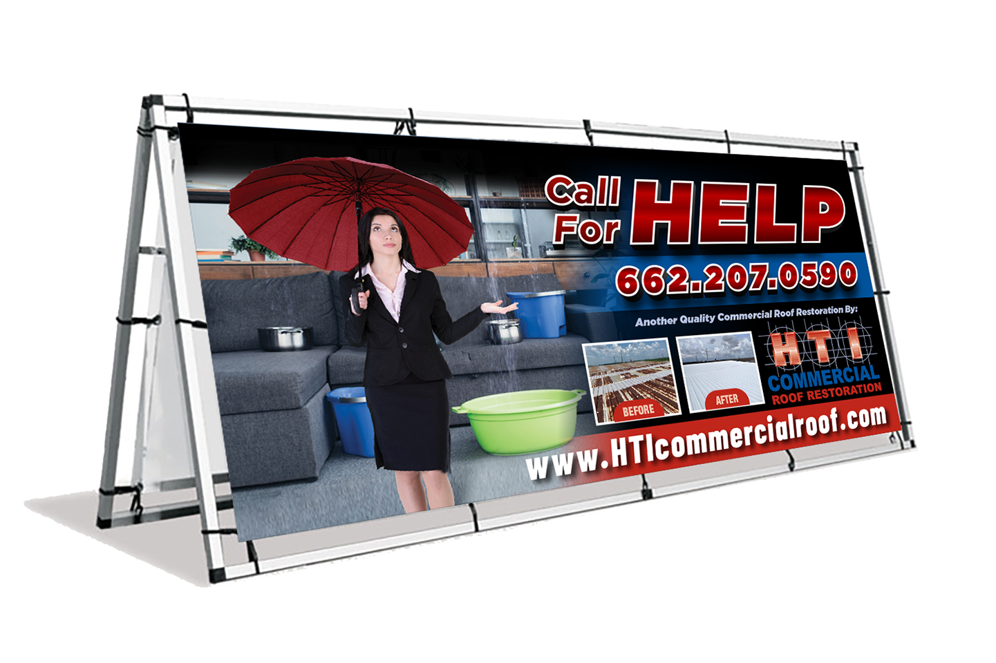 Billboard Design by Deziners Zone for HTI Commercial Roof Restoration.com | Design #26365232