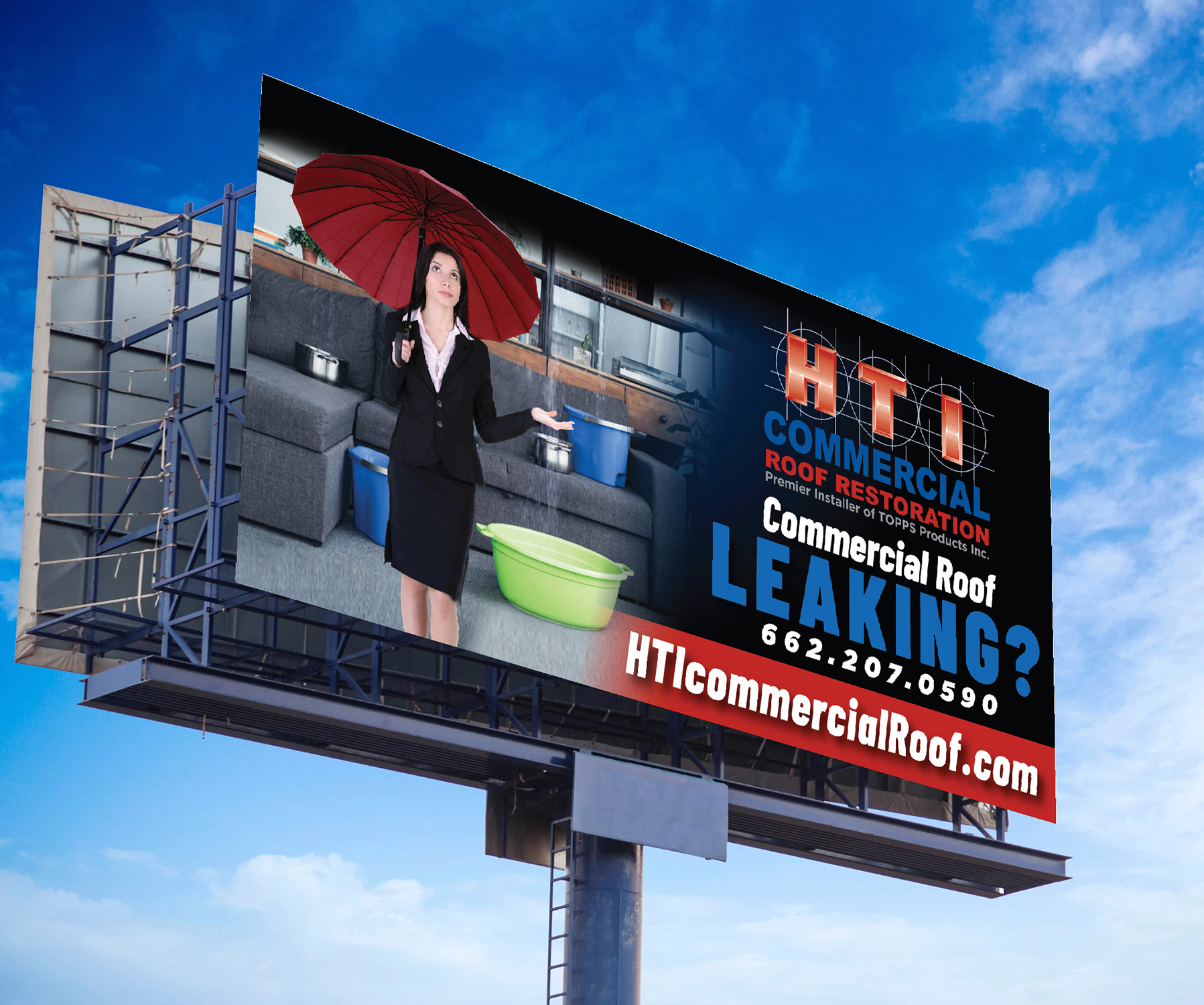 Billboard Design by Deziners Zone for HTI Commercial Roof Restoration.com | Design #26378248