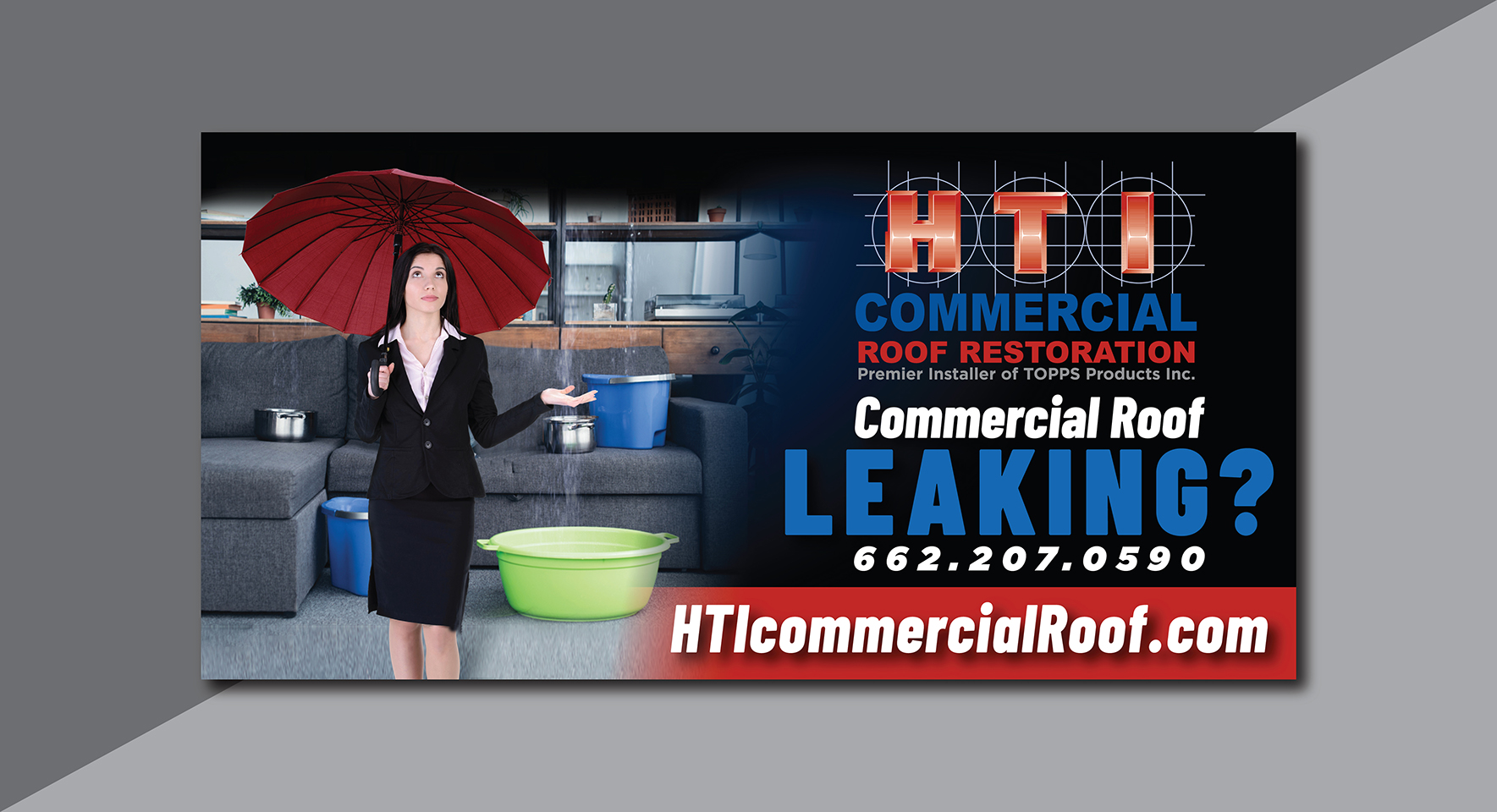 Billboard Design by Deziners Zone for HTI Commercial Roof Restoration.com | Design #26378252