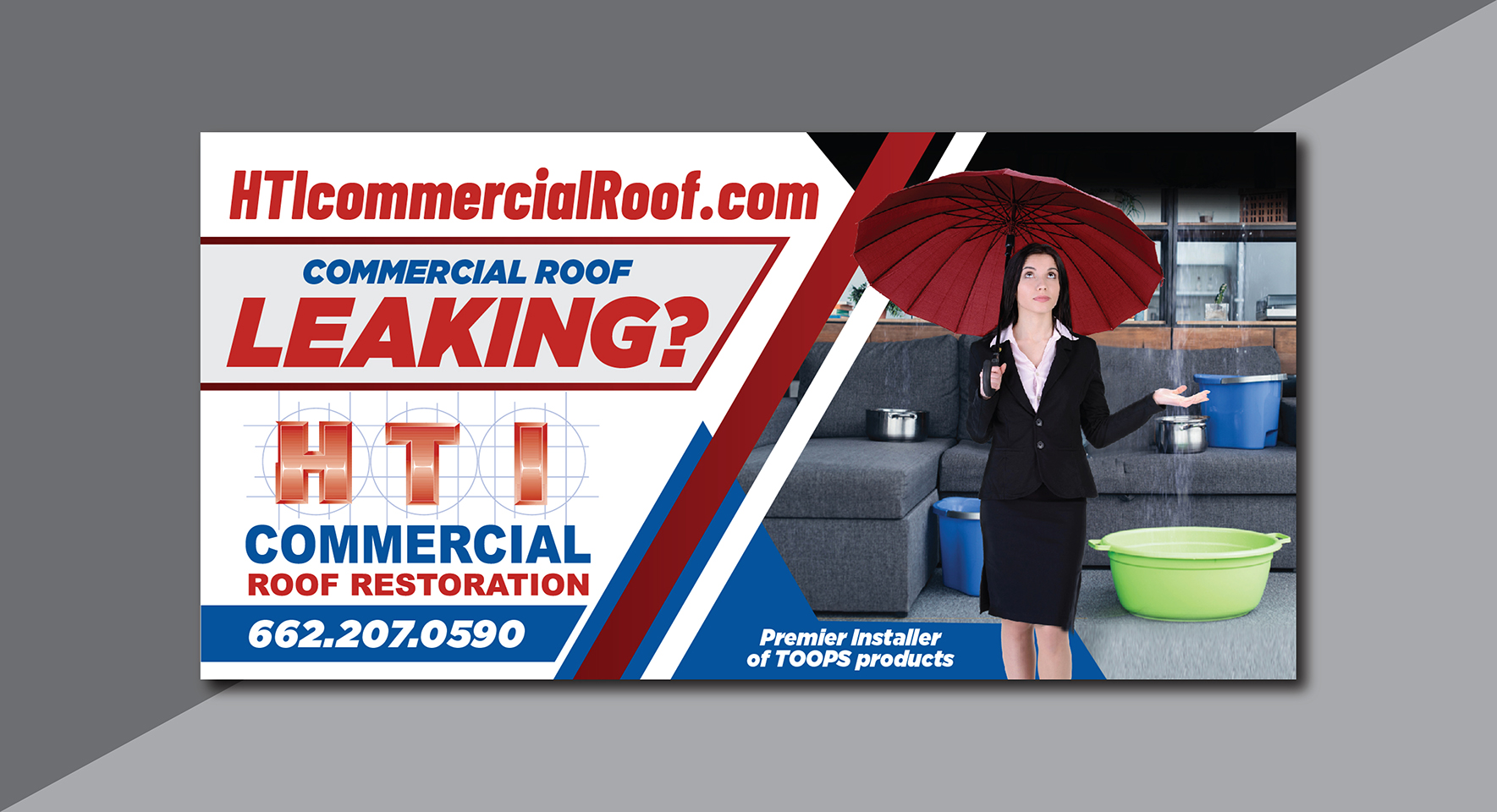 Billboard Design by Deziners Zone for HTI Commercial Roof Restoration.com | Design #26378253