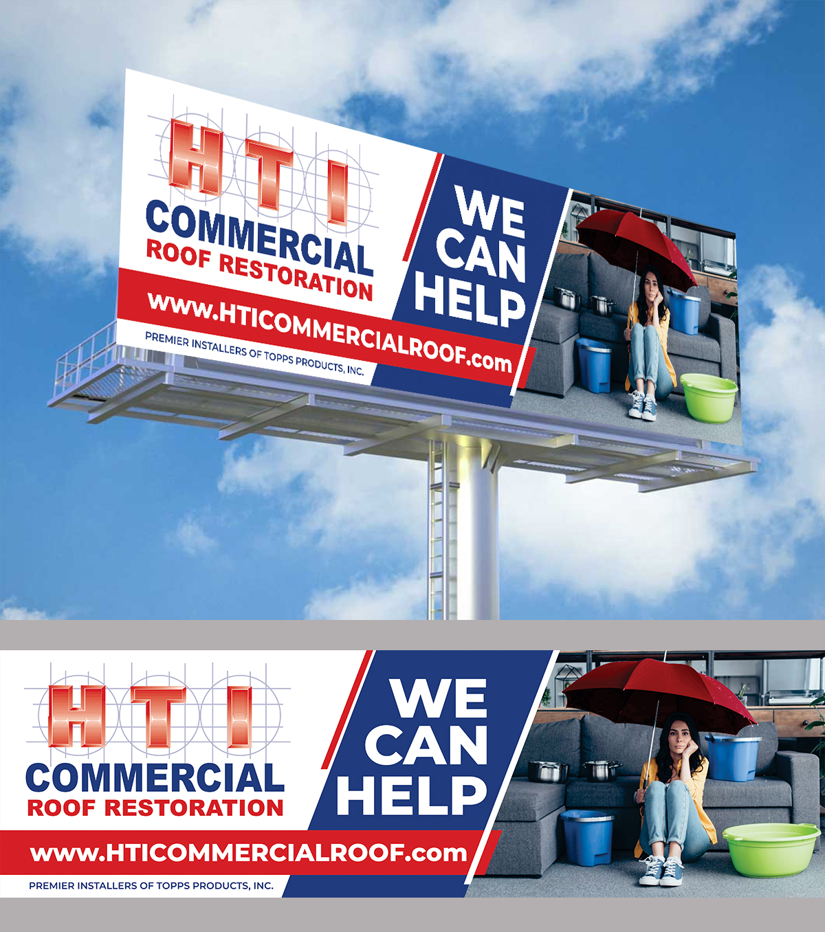 Diseño de Cartelera por Aurora:) para HTI Commercial Roof Restoration.com | Diseño #26373301
