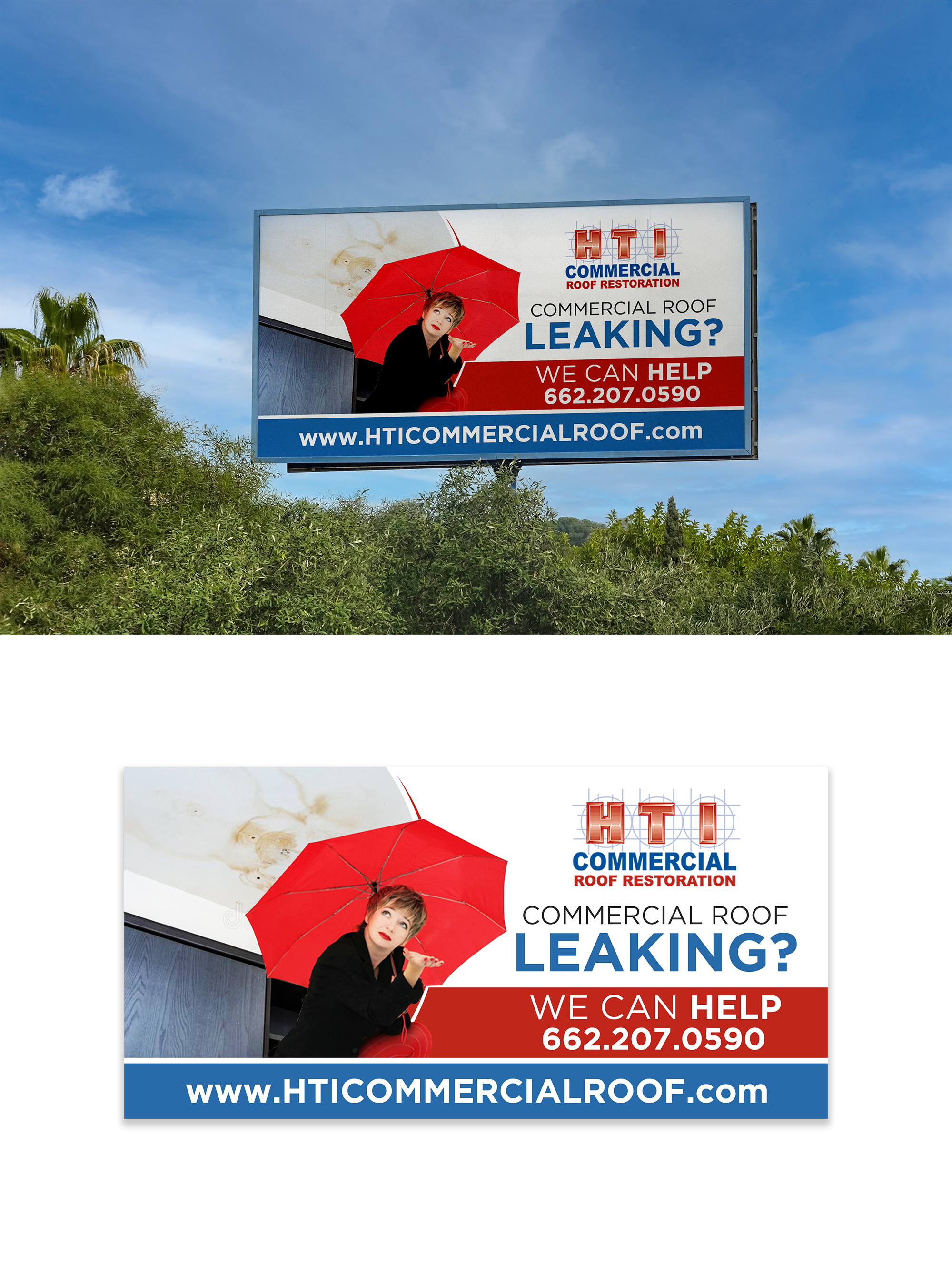 Billboard Design by ZeneFashions for HTI Commercial Roof Restoration.com | Design #26377344