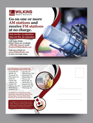 Group of 40 Radio Stations Needs a Marketing Post Card | Postkarten-Design von rkailas