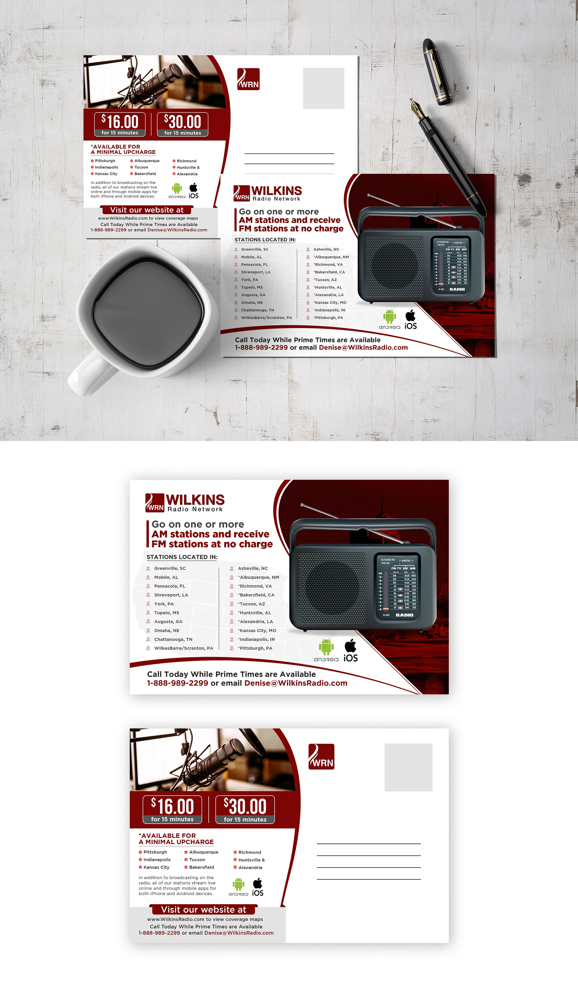 Postcard Design by ZeneFashions for Wilkins Radio Network | Design #26365752