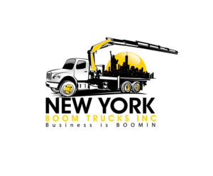 Our company name:  NEW YORK BOOM TRUCKS INC and also our slogan “Business is BOOMIN” | Logo Design by blue eye