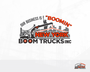 Our company name:  NEW YORK BOOM TRUCKS INC and also our slogan “Business is BOOMIN” | Logo Design by Djamdesign