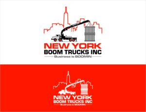 Our company name:  NEW YORK BOOM TRUCKS INC and also our slogan “Business is BOOMIN” | Logo Design by BNdesigner