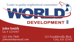Business Card Design by chrisharr2088 for World Development 2 | Design #3063873