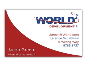 Business Card Design by Hayley Dykes for World Development 2 | Design: #3079089