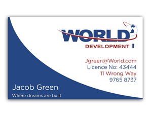 Business Card Design by Hayley Dykes for World Development 2 | Design: #3079097