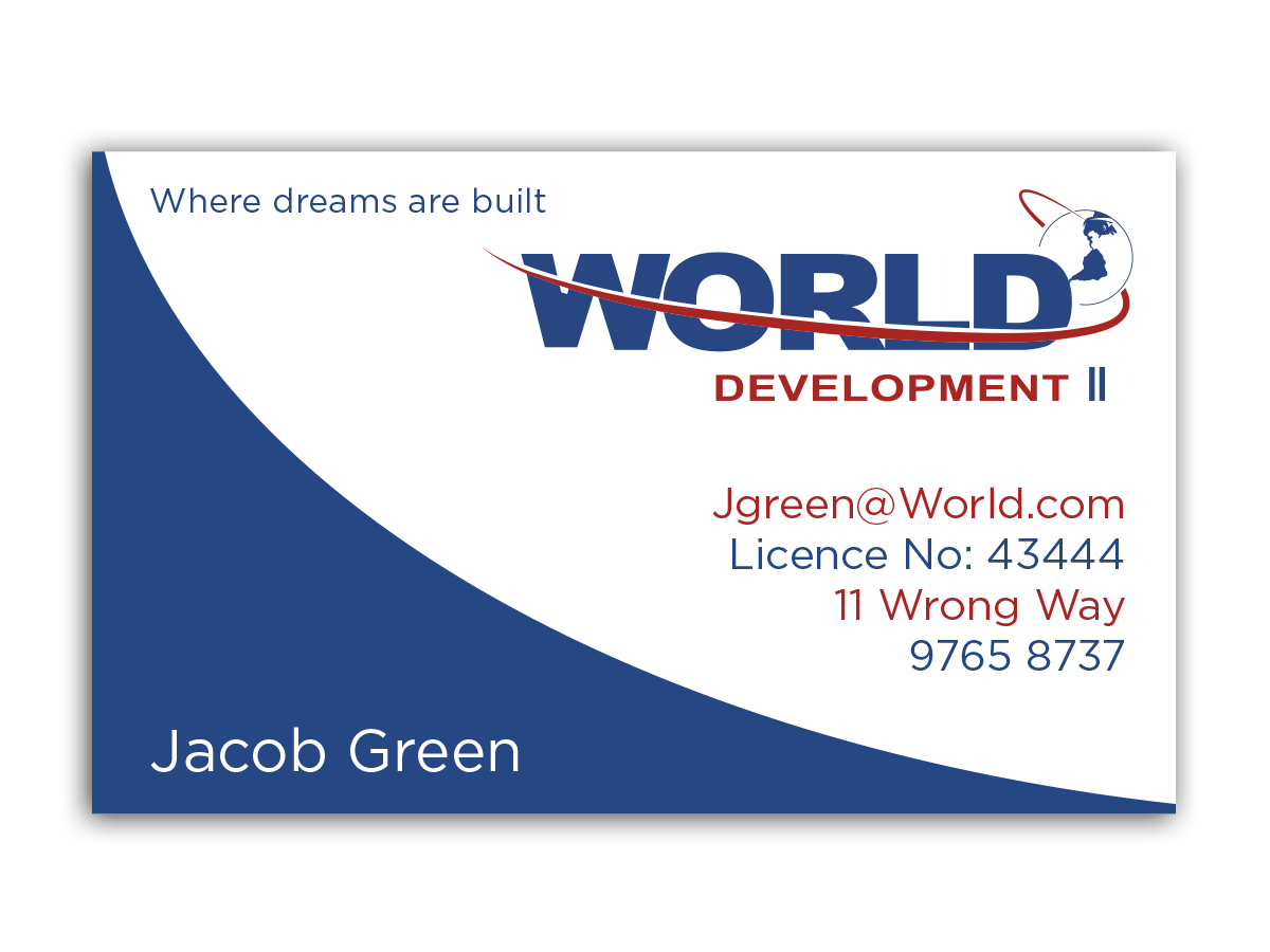 Business Card Design by Hayley Dykes for World Development 2 | Design #3081858