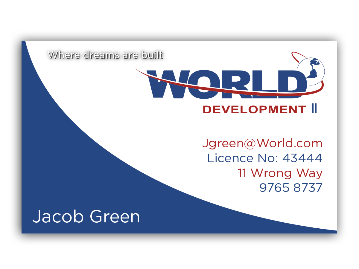 Business Card Design by Hayley Dykes for World Development 2 | Design #3081878