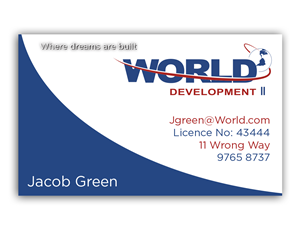 Business Card Design by Hayley Dykes for World Development 2 | Design: #3081878