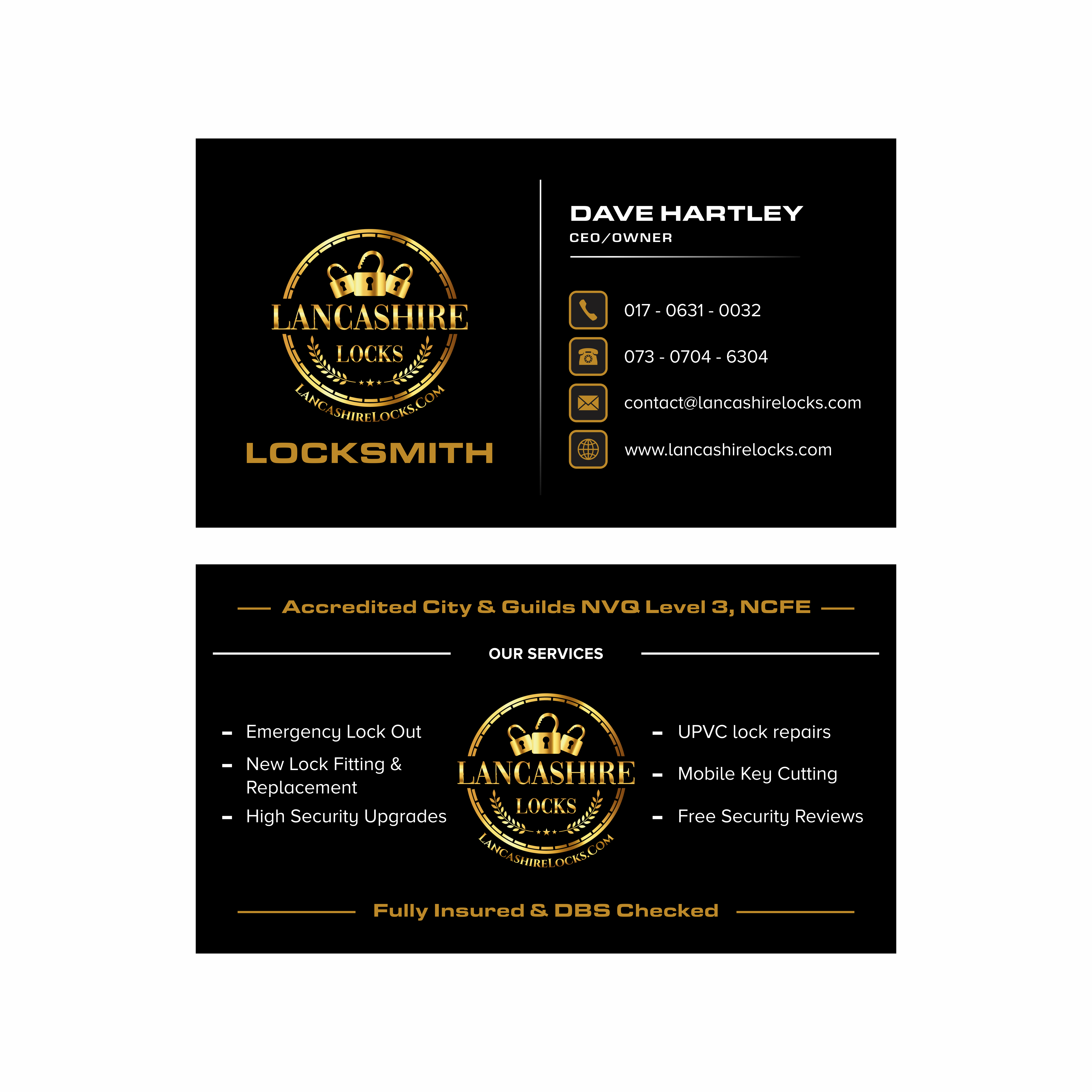 Business Card Design by AslamDesign for CDM Residential Ltd t/a Lancashire Locks | Design #26384370