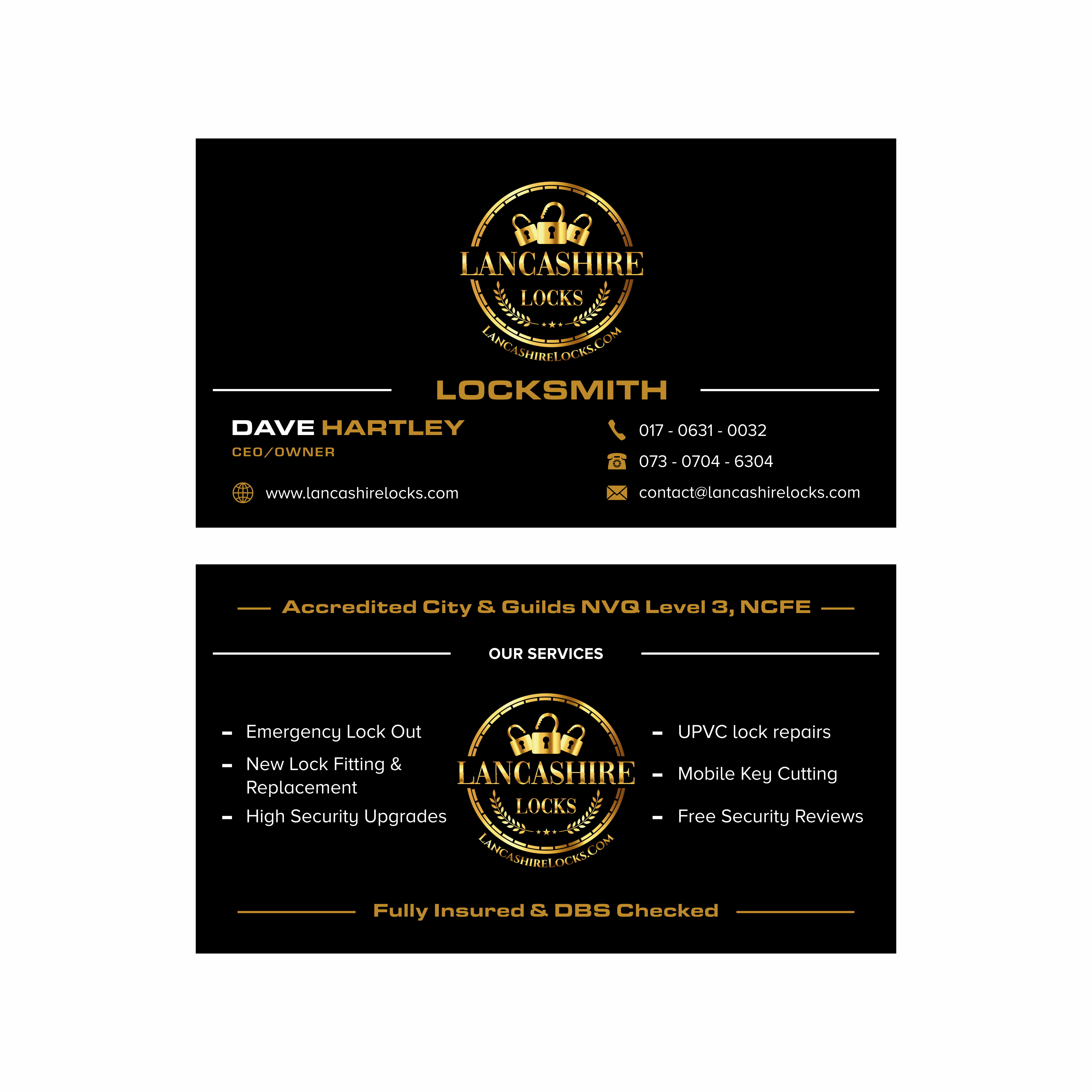 Business Card Design by AslamDesign for CDM Residential Ltd t/a Lancashire Locks | Design #26402452