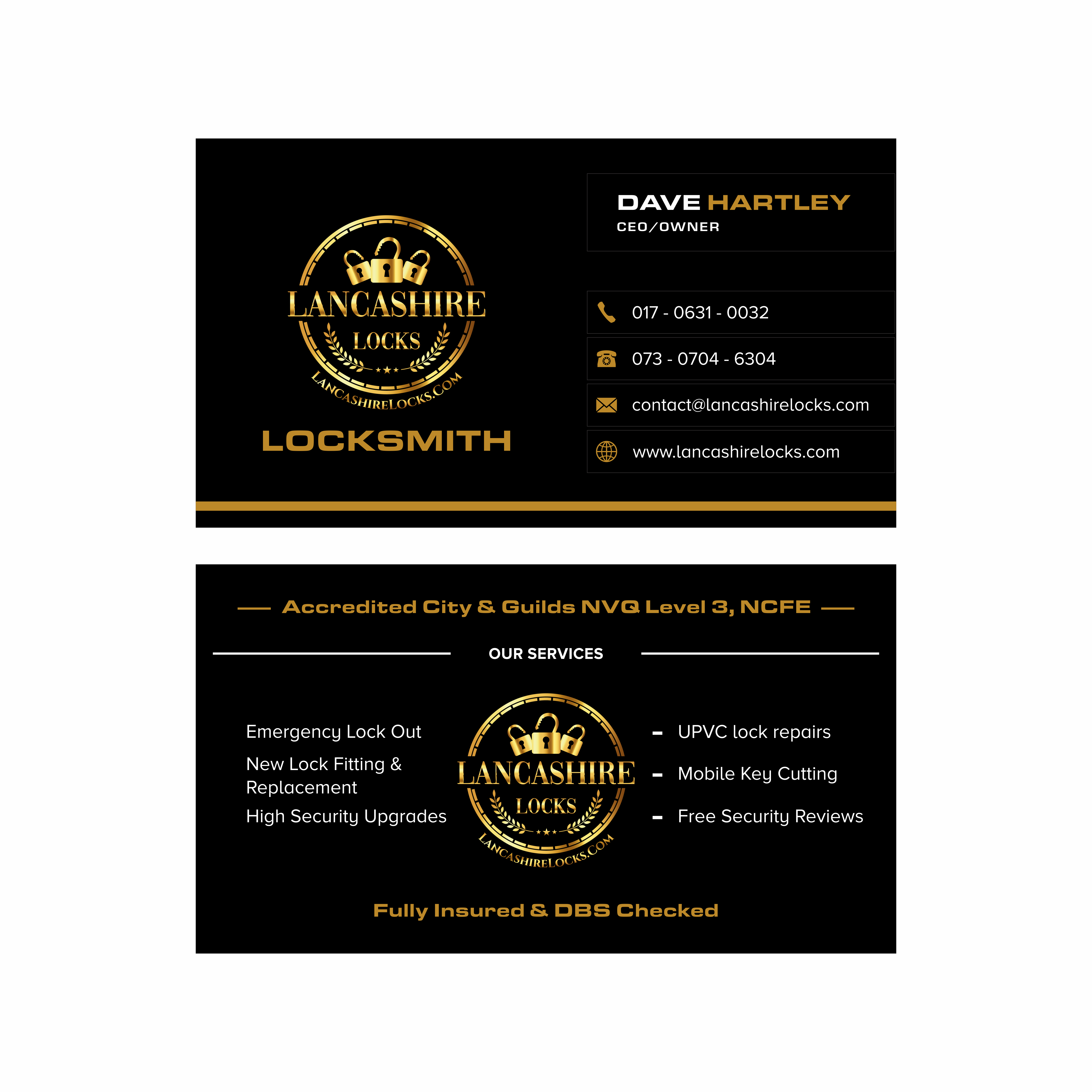 Business Card Design by AslamDesign for CDM Residential Ltd t/a Lancashire Locks | Design #26402453