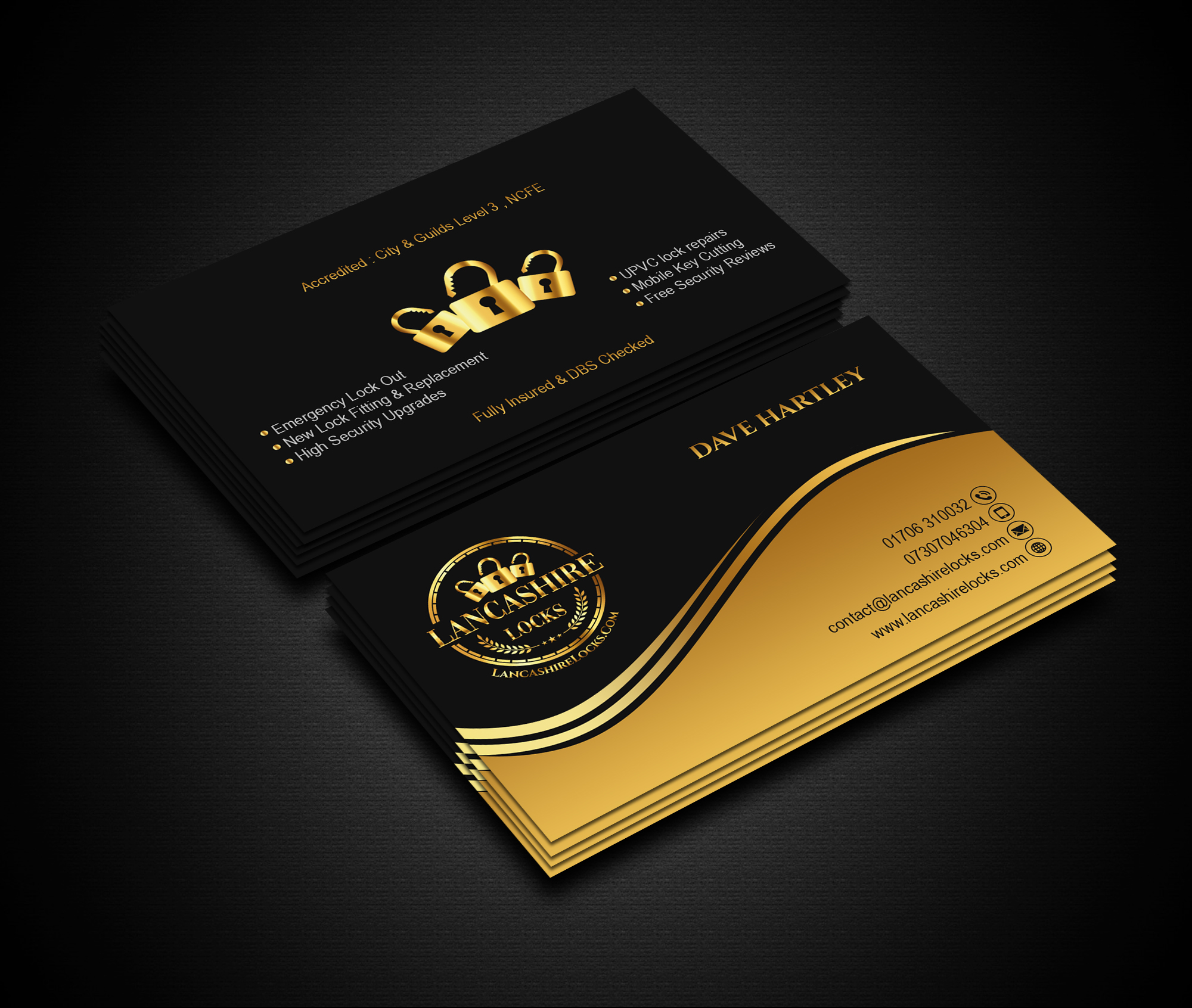 Business Card Design by Creations Box 2015 for CDM Residential Ltd t/a Lancashire Locks | Design #26383610